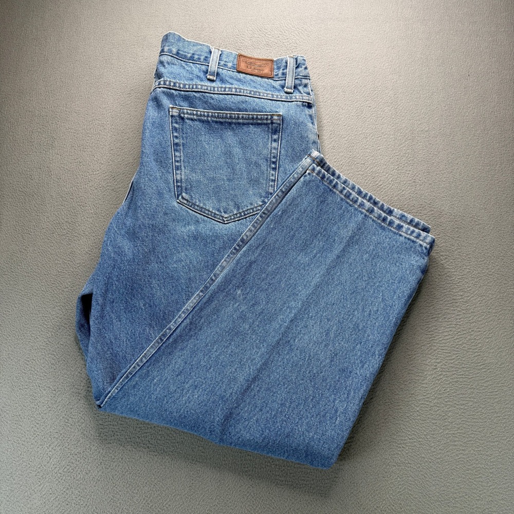 LL Bean Comfort Waist Jeans Mens 40x29 (FIT 38x28) Blue Denim Relaxed Fit Work